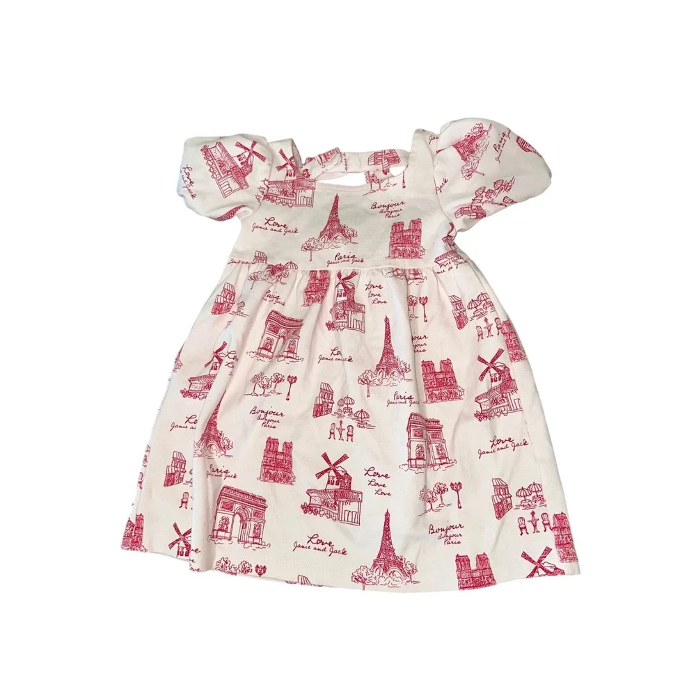 Janie and Jack Paris Themed Toile Ponte Dress Girls Size 3T